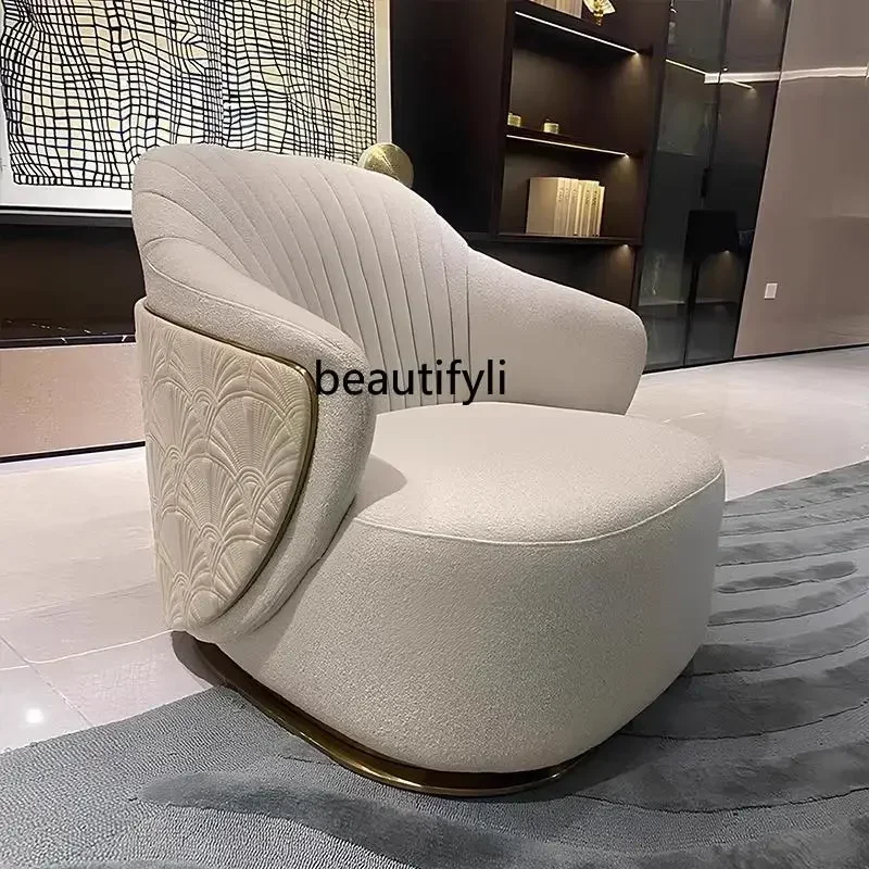 

yj7 Asmt52 Italian light luxury design single sofa chair modern villa living room home fabric leisure chair