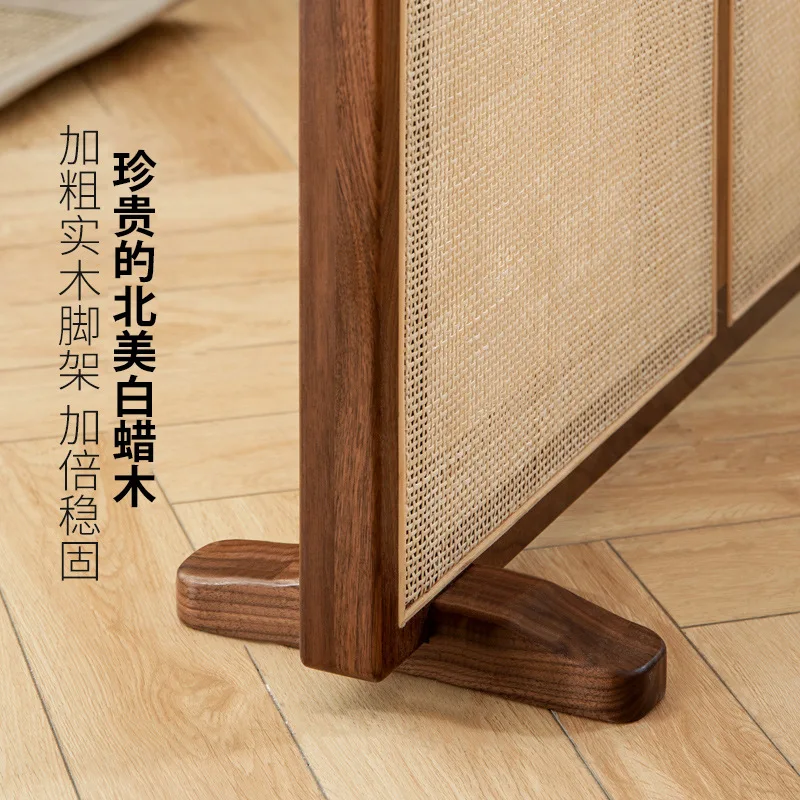 Rattan screen Japanese solid wood combination living room Zen creative wooden frame entrance porch partition seat screen
