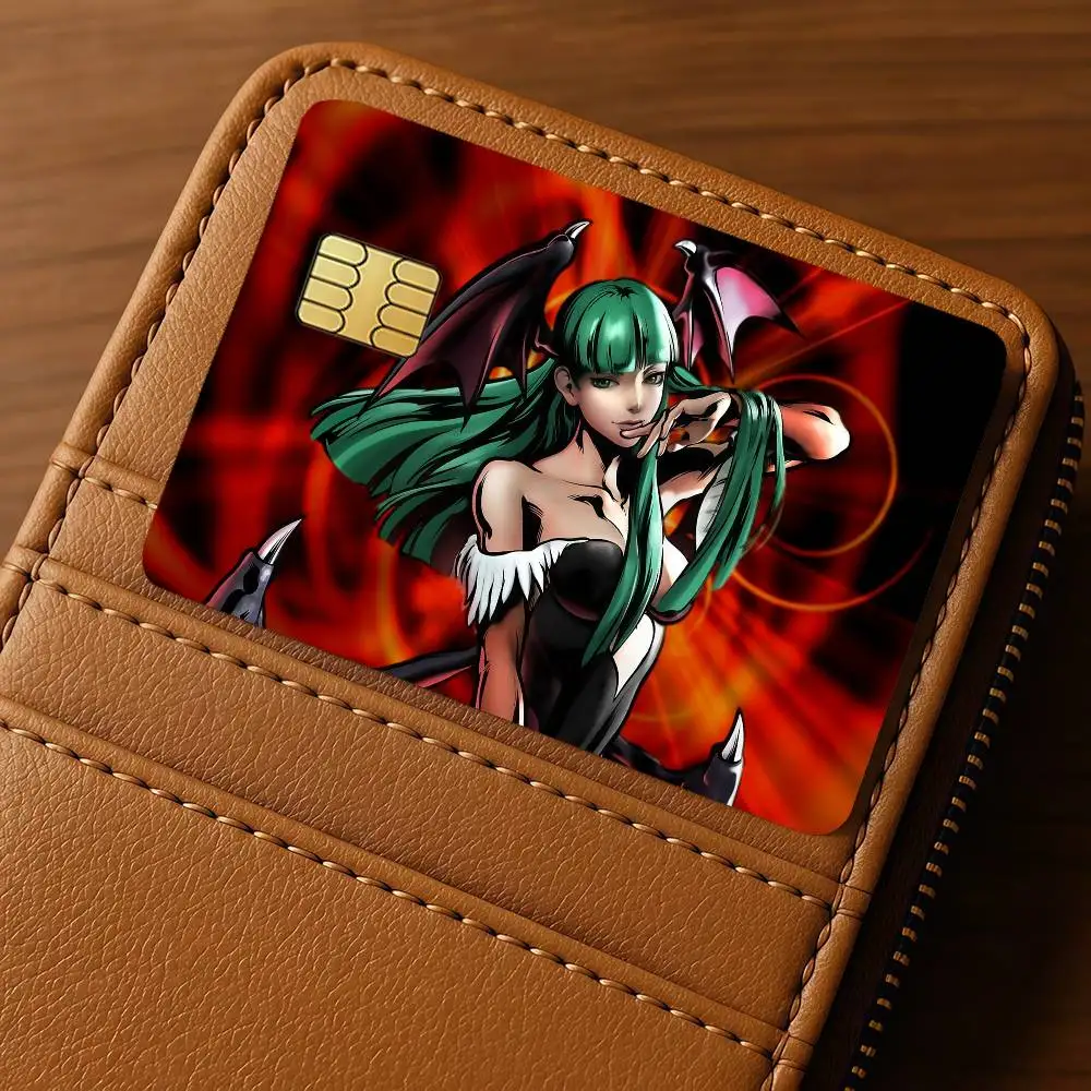 Anime M-Morrigan Aensland Credit Skin Cover Card Stickers 4PCS Film Bus Pass Front Decoration Bank Debit Waterproof