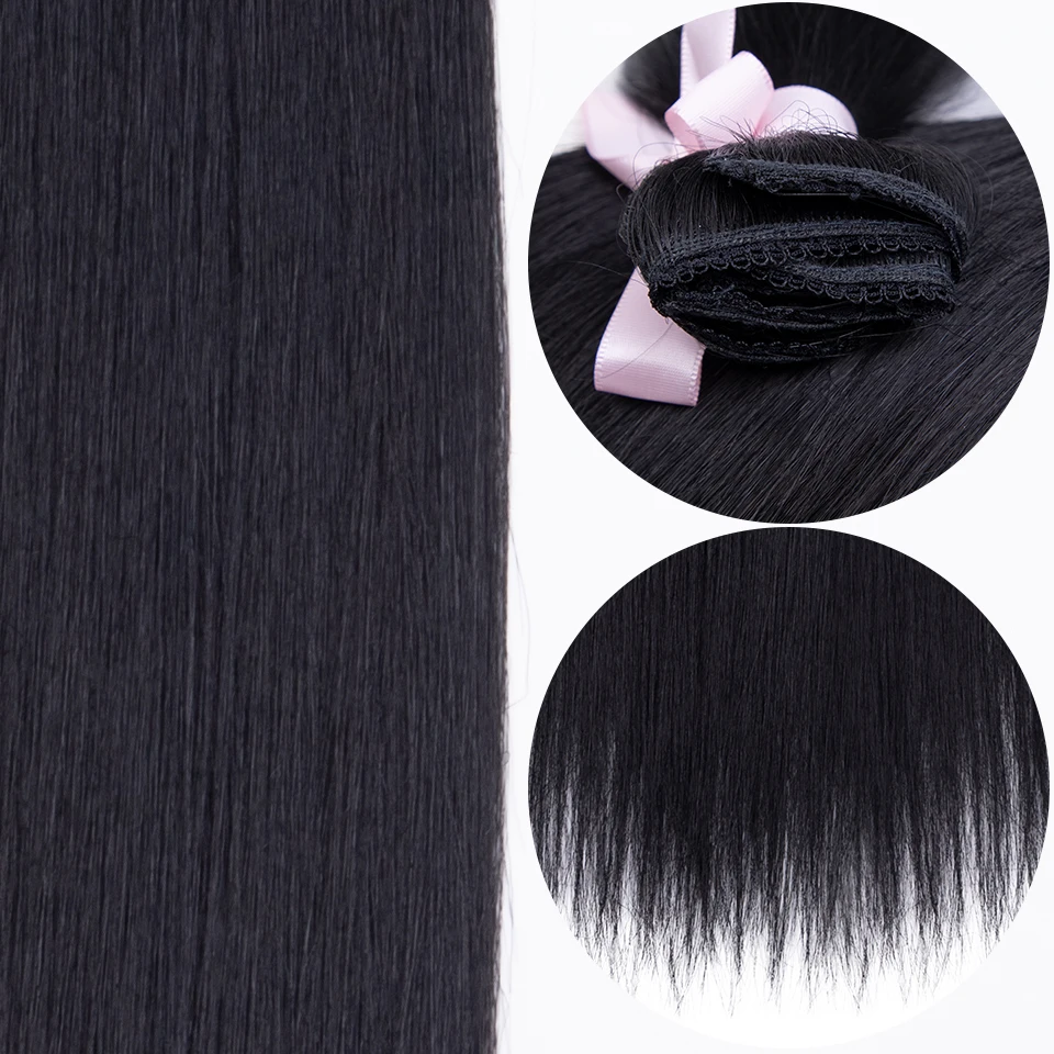 FASHION IDOL Long Straight Hairstyle 8 Clips In Hair Extensions Blonde 60CM Natural Synthetic Hair Daily Use Hairpiece Fake Hair