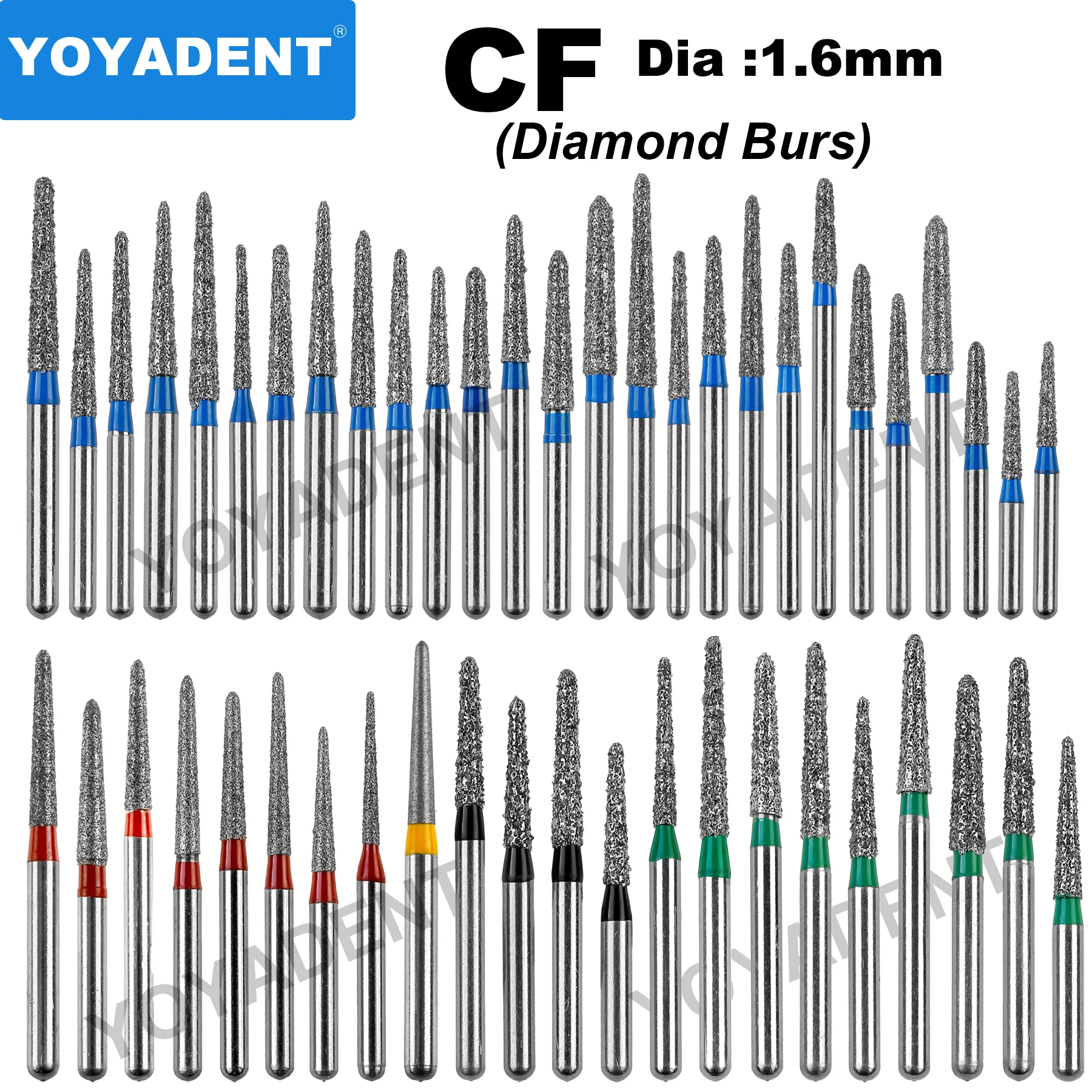 

CF Type Dental Burs Diamond Burs Dentistry Strawberries Drills FG High Speed Bur Dentists Tools Dia.1.6mm 10Pcs/Pack