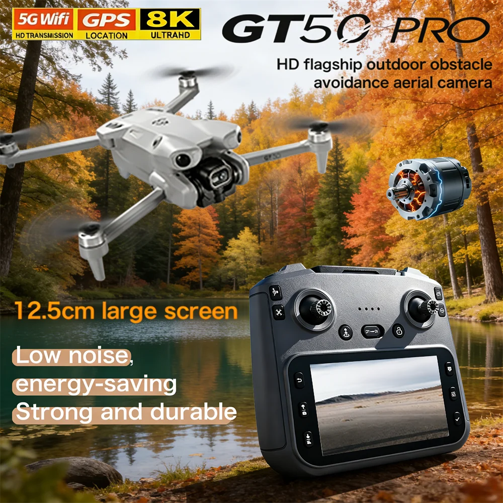 

Горячая новинка 2026: Профессиональный дрон GT50 с камерой 8K HD, 5G, бесщеточным двигателем, оптическим позиционированием и экраном, радиоуправляемый квадрокоптер для аэрофотосъемки