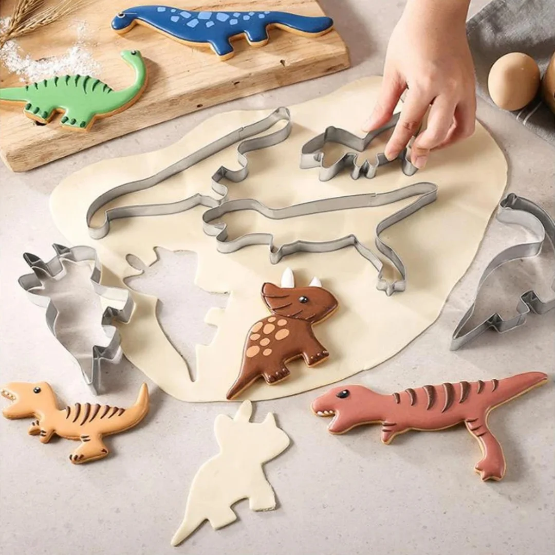 4pcs/10pcs Dinosaur Cookie Cutter Set, Cake Mold For Dinosaur Birthday Party Cakes, Biscuits And Sandwiches, Pastry Cutter