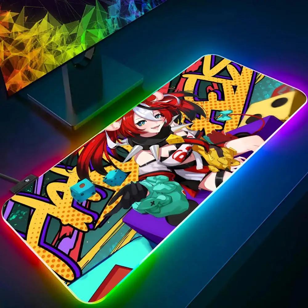 Game about H-Hololive H-Hakos-Baelzss Mouse Pad RGB Glow Personality Picture Custom PC Table Mat Carpet Mat Game Player Dedicate