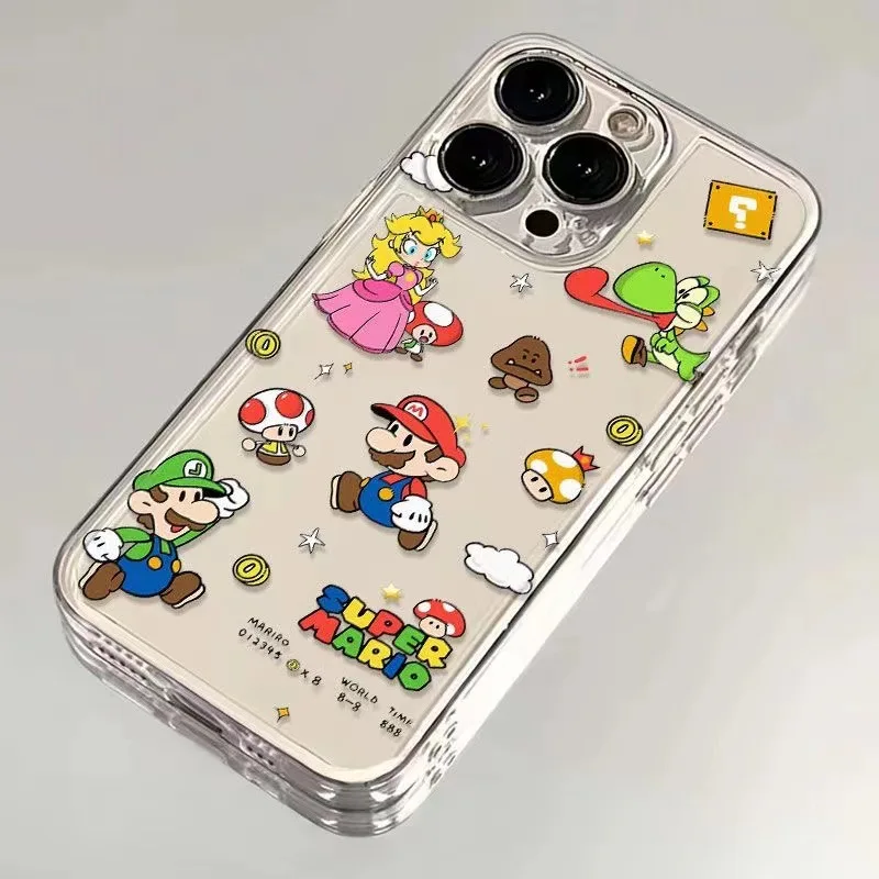 Super Mario Bros Phone Case for Iphone 15 Pro Max 14 13 12 11 Pro Max Anime Transparent Shockproof Cover for Iphone 14pro 13pro