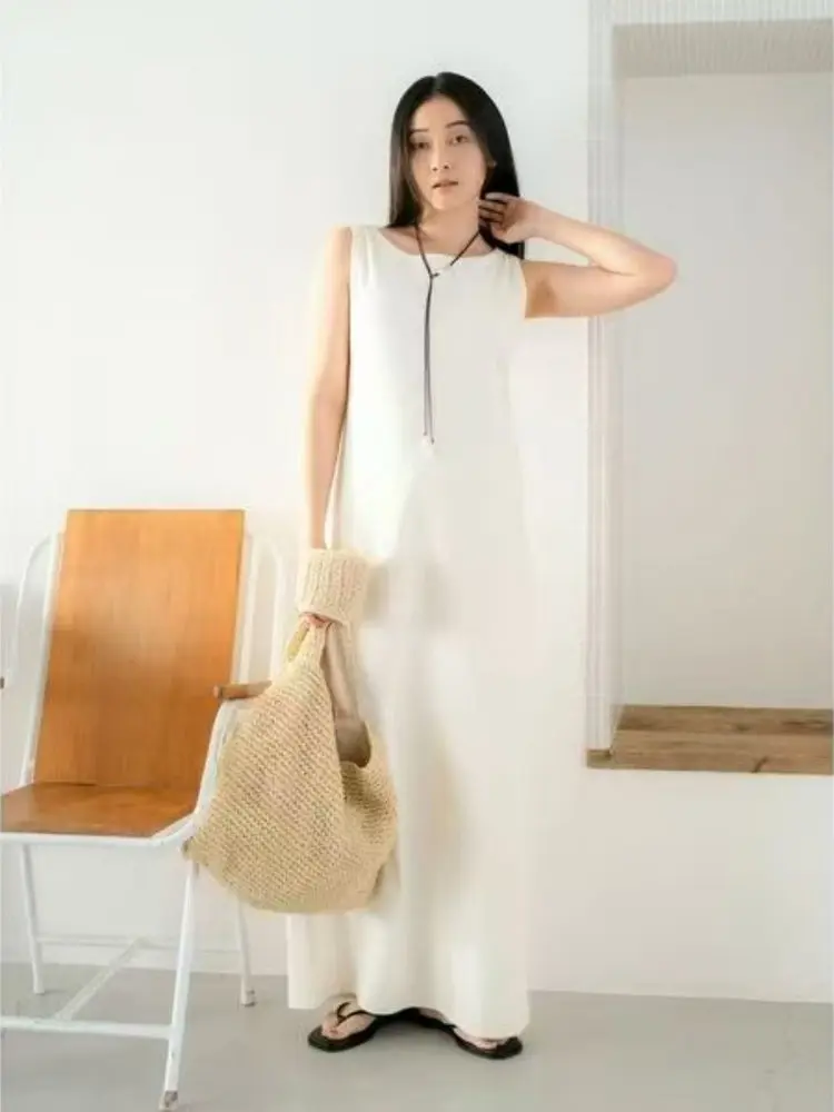 Vestido Longo Sem Mangas E e Simples para Mulheres, Camada Interna de Alta Qualidade, Novo Lançamento de Verão, Solto ...