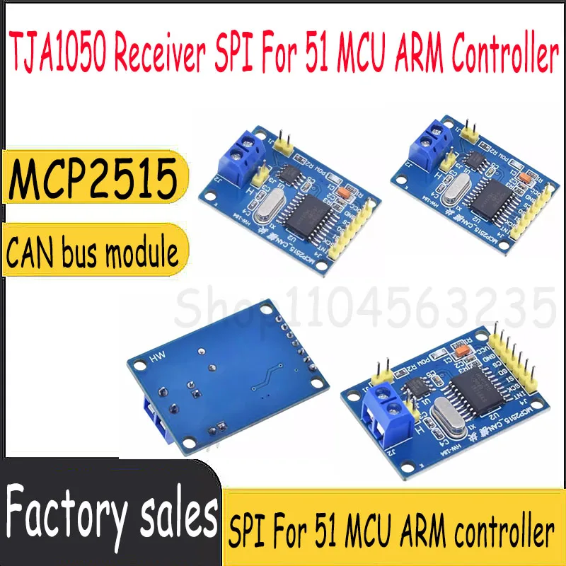 

MCP2515 CAN Bus Module TJA1050 receiver SPI For 51 MCU ARM controller