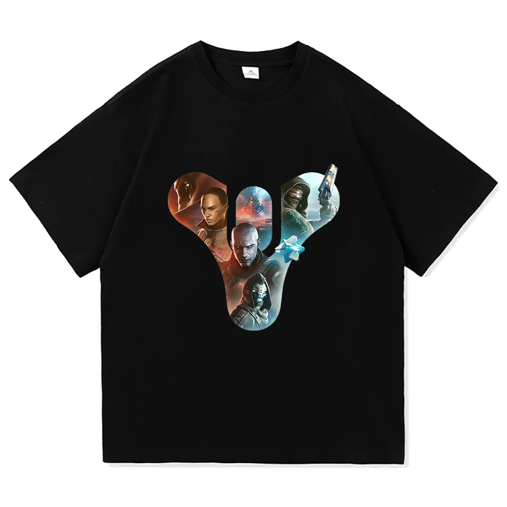 Camiseta Destiny 2, camiseta de moda para hombre, camiseta de algodón con cuello redondo y manga larga, camiseta gráfica Retro, ropa transpirable de gran tamaño Unisex