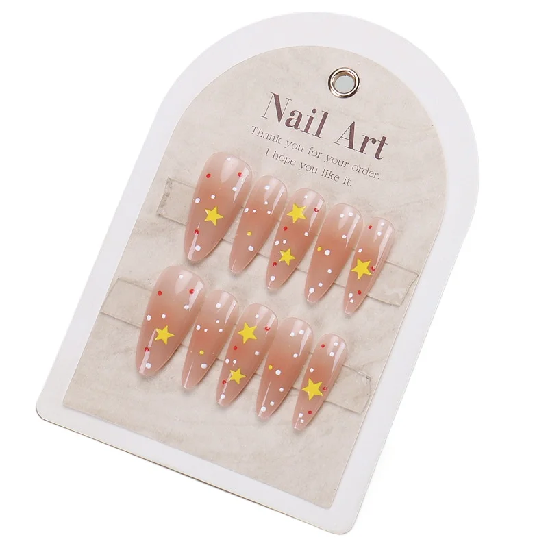 

New Year's wear nail star polka dot wearable manicure pure desire wind nail piece long pointed