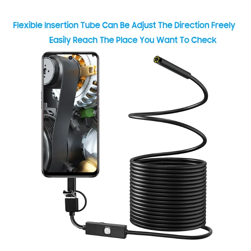 Waterproof Inspection Camera Endoscope 0.3MP Endoscope 3 in 1 Endoscope with Adjustable LEDs 1 meters Android Endoscope Borescop