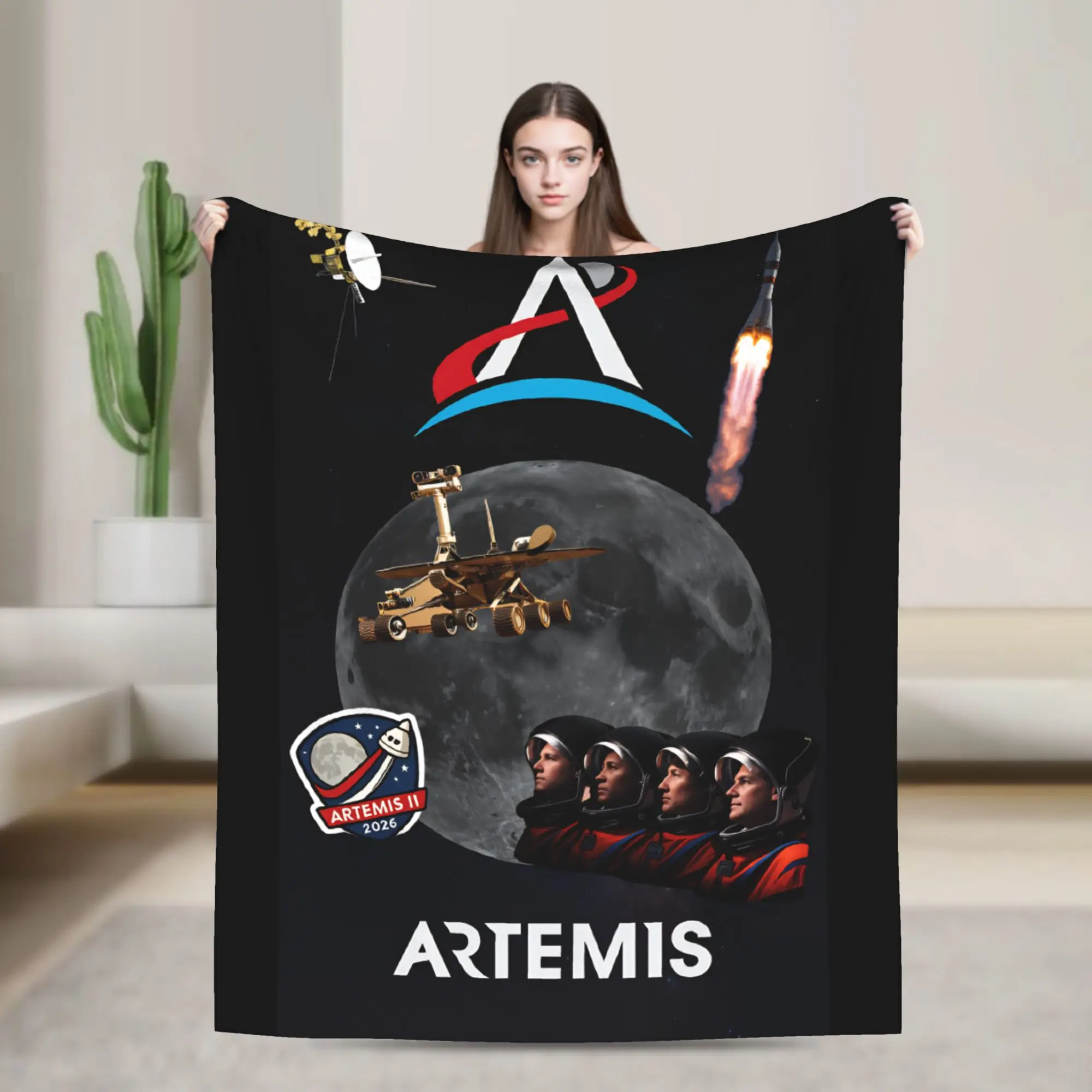 Artemis ii Blanket  Warm Soft Aesthetic Plush Throw Blanket For Home Decor Camping Flannel Bedspread Bed Cover