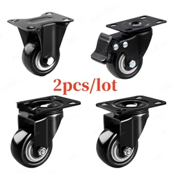 Pack of 2 1.5/2 Inch Dia Heavy Duty Black PP Material Universal Swivel Castor Wheels Trolley Furniture Directional Caster