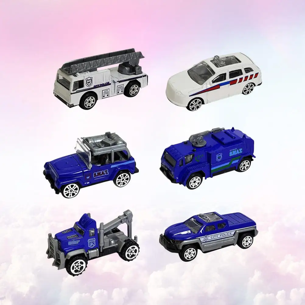 

6Pcs Alloy Small Car Kids Inertia Vehicle Bright Color Pull Back Educational Early Learning Play Set for Children