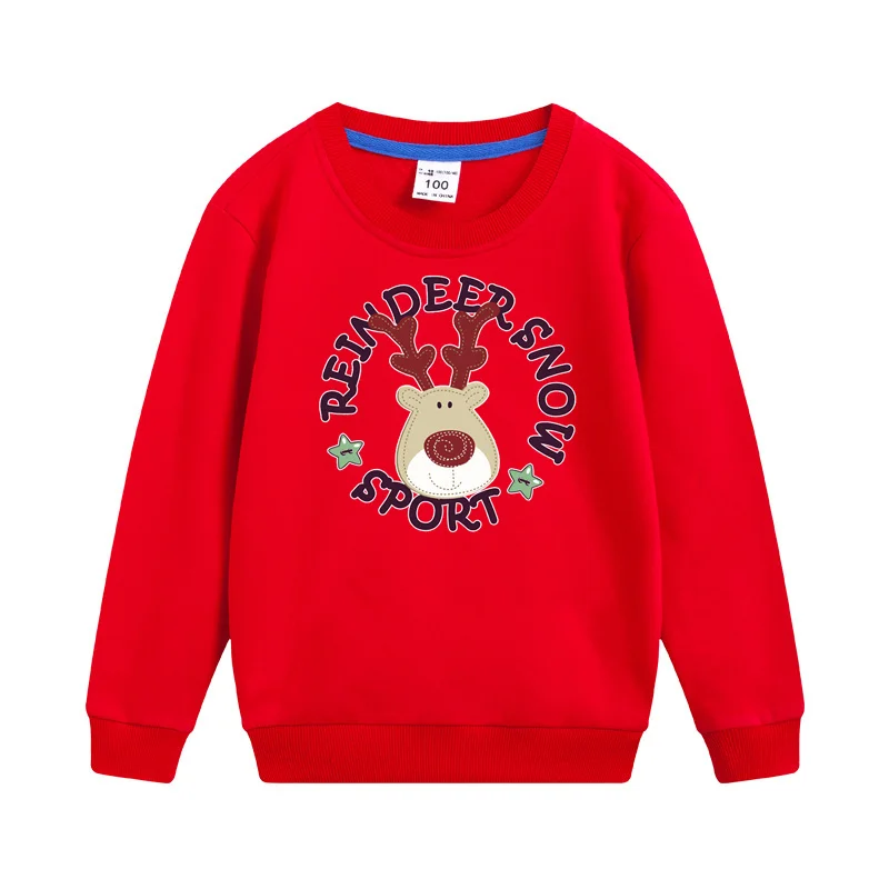 Kinder Weihnachten Hirsch süßer Pullover Langarm Baumwolle Hoodie Jungen und Mädchen Urlaub Party Mäntel