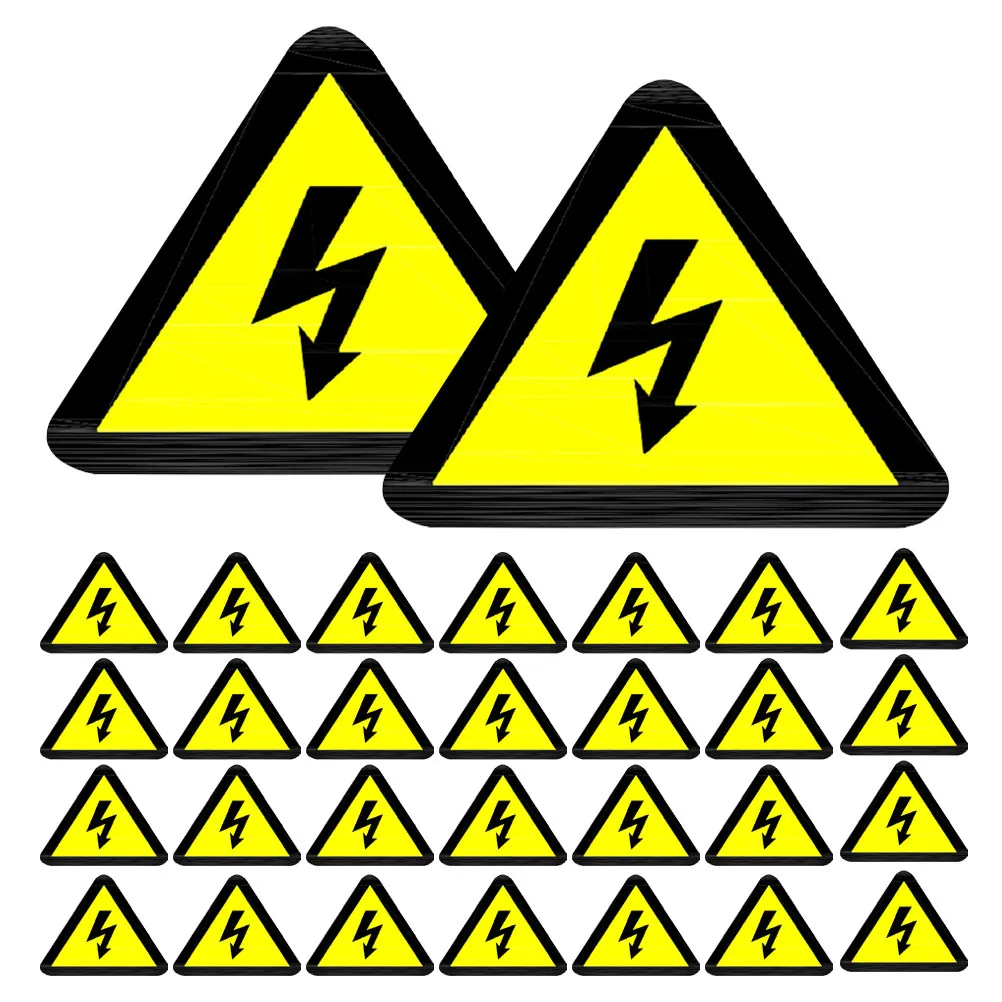 

100Pcs High Voltage Warning Stickers Yellow Triangle Safety Decals 5x5cm Electric Shock Danger Signs Voltage Safety Warning