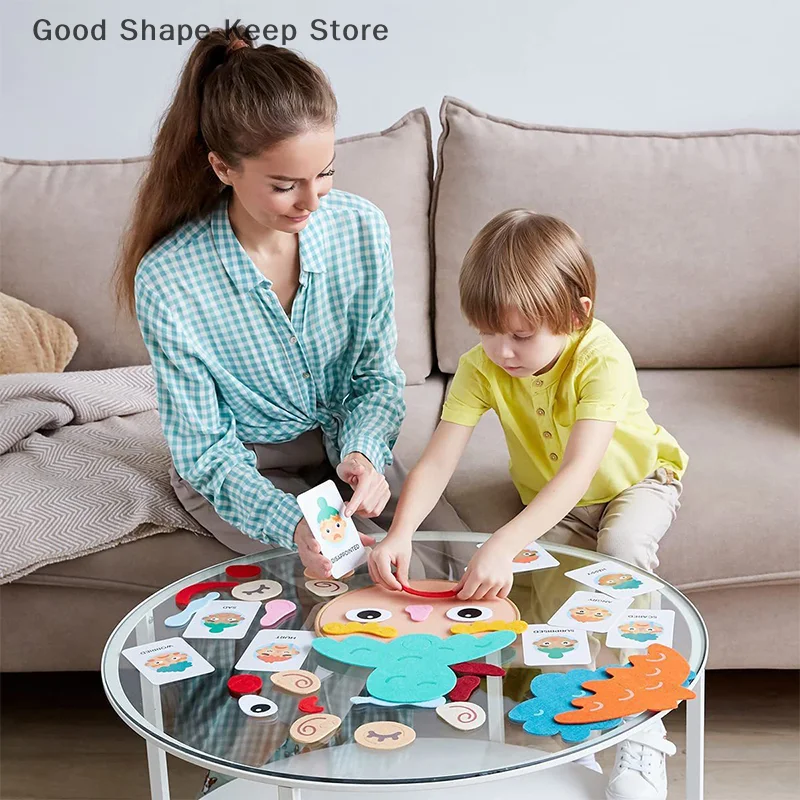 لعبة تعبير اللباد من مونتيسوري DIY، أداة تعليمية عاطفية للأطفال الصغار #3