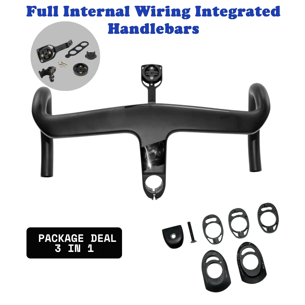 AliExpress NONE New Carbon Fiber All Internal Wiring BLACKING Handlebars, Suitable for Road Bicycles, Gravel Handlebars, and Bicycle Accessories
