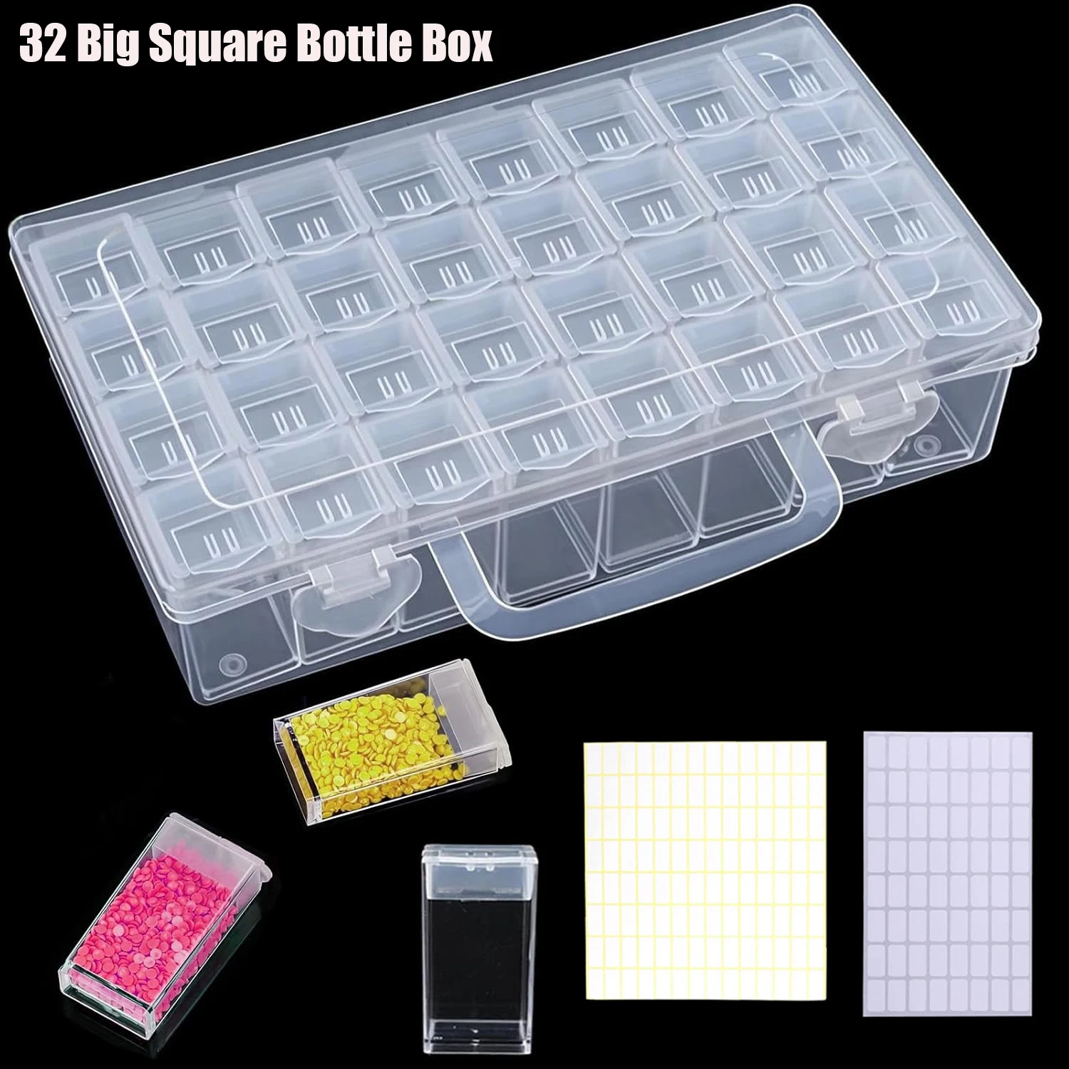 Contenedores de Almacenamiento para Pintura de Diamantes de 32/64 Compartimentos, Cajas Portátiles para Guardar Cuentas de Arte de Diamantes, Accesorios para Pintura de Diamantes