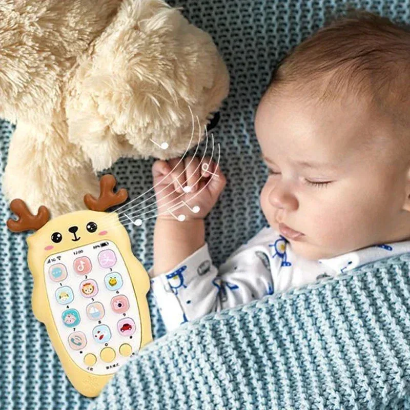 ของเล่นโทรศัพท์เด็ก TEMIKIDS โทรศัพท์สองภาษา ของเล่นกัดแทะ มีเสียงเพลงและเสียงพูด เครื่องเรียนรู้สำหรับเด็กเล็ก ของเล่นอิเล็กทรอนิกส์สำหรับเด็ก เป็นของขวัญสำหรับเด็ก