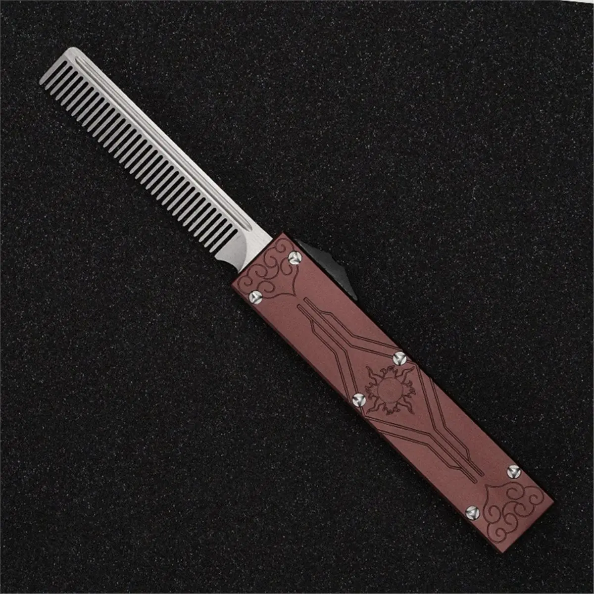 【A75U】 Aviatin Aluminum Alloy Telescopic Comb - Portable & Automatic Comb Brown