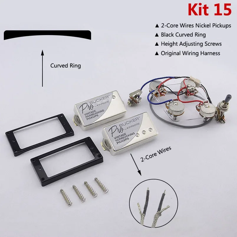 1 set originele echte Epi Standard PRO elektrische gitaar Alnico humbucker pick-up nikkel / gouden cover