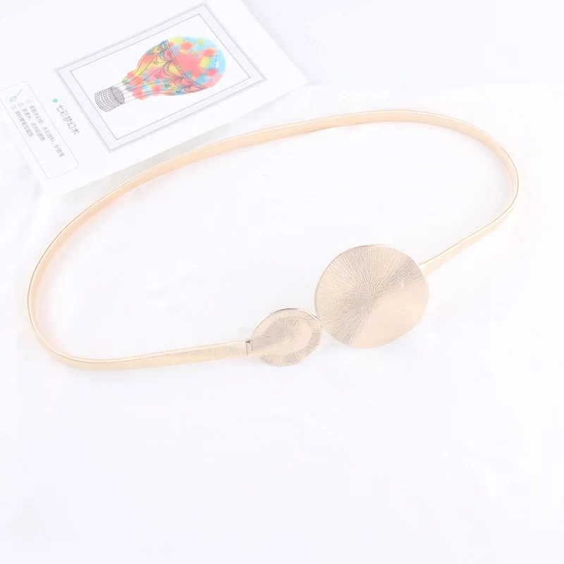 Luxury Skinny Elastic Women Waist Belt Corest Hip High Gold Metal Chain Belts Stretch Ladies Waistband Appreal Accessories