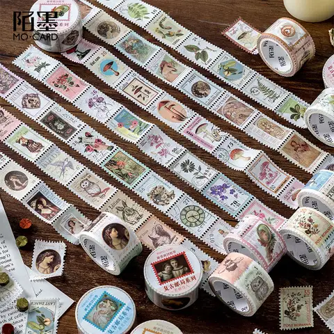 빈티지 우체국 시리즈 Washi 테이프 레트로 우표 커피 장식 접착 테이프 DIY Scrapbooking 스티커 라벨