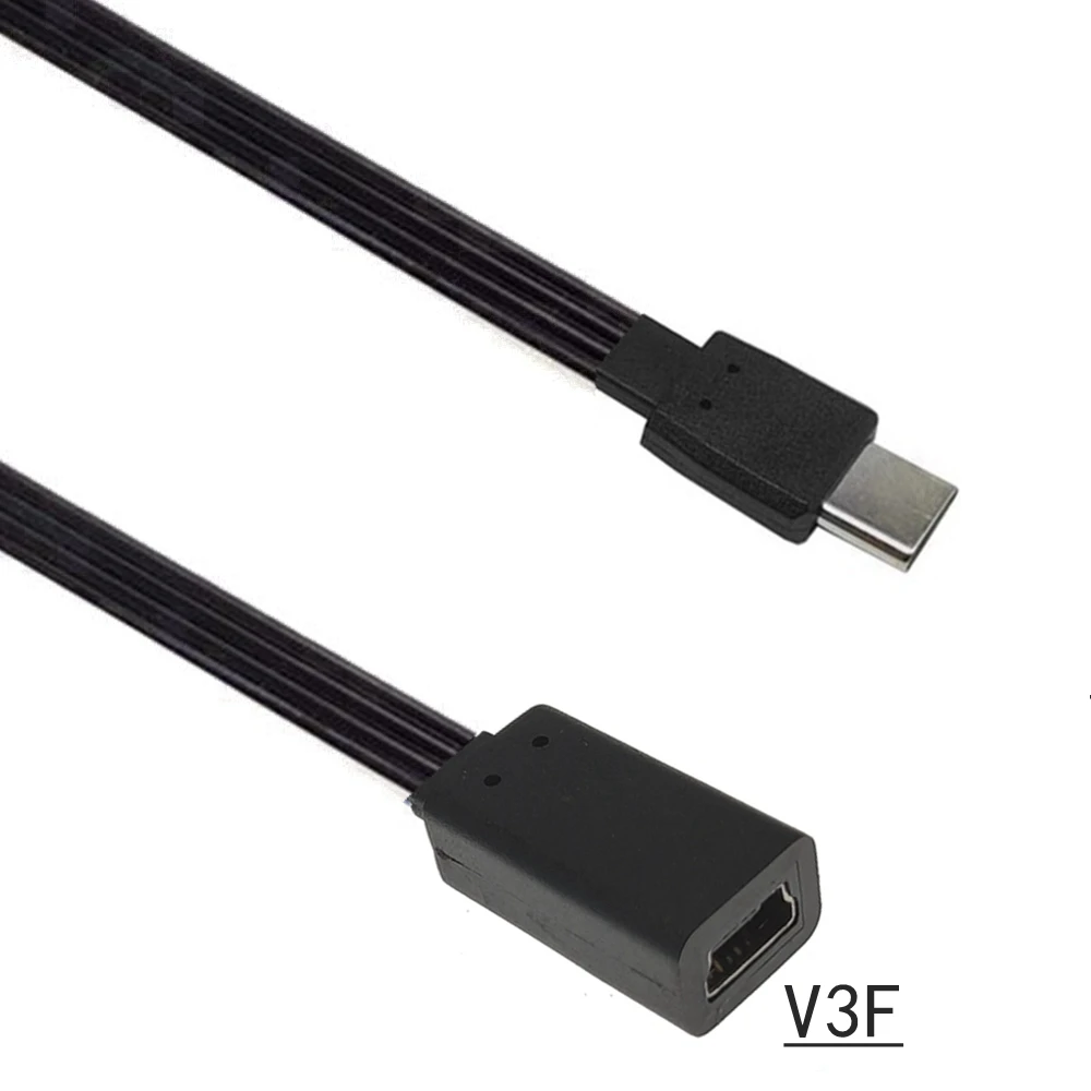 สายเคเบิลซิลิโคนยืดหยุ่น USB ตัวเมียเป็น Type C ตัวผู้แปลงสัญญาณ T-Port สายดาต้าตัวผู้เป็นตัวเมียปลั๊ก C kabel sambungan ติดตั้งในรถ Co