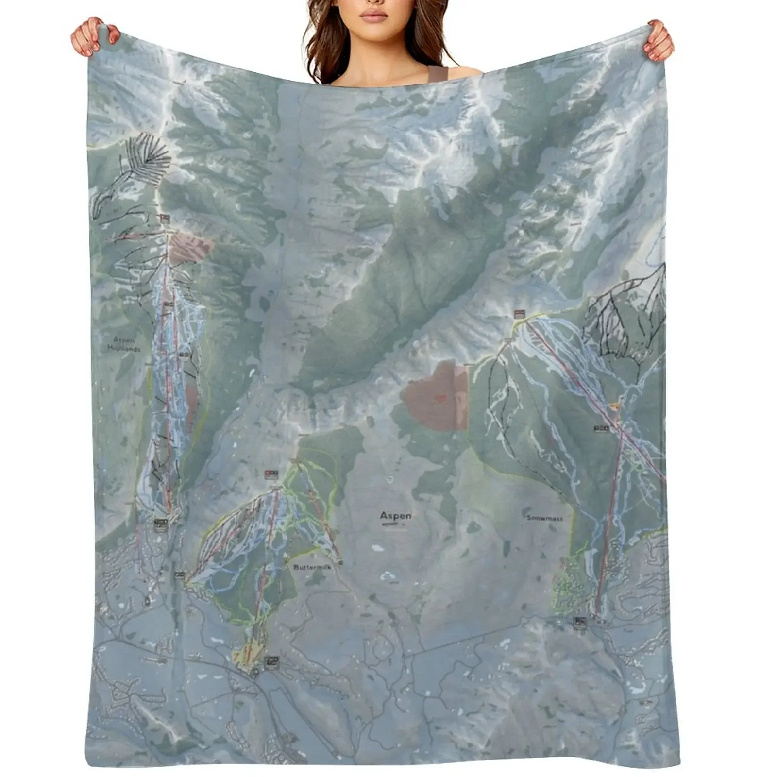 

Aspen Snowmass Resorts Trail Map Throw Blanket for babies Comforter Custom Nap Blankets