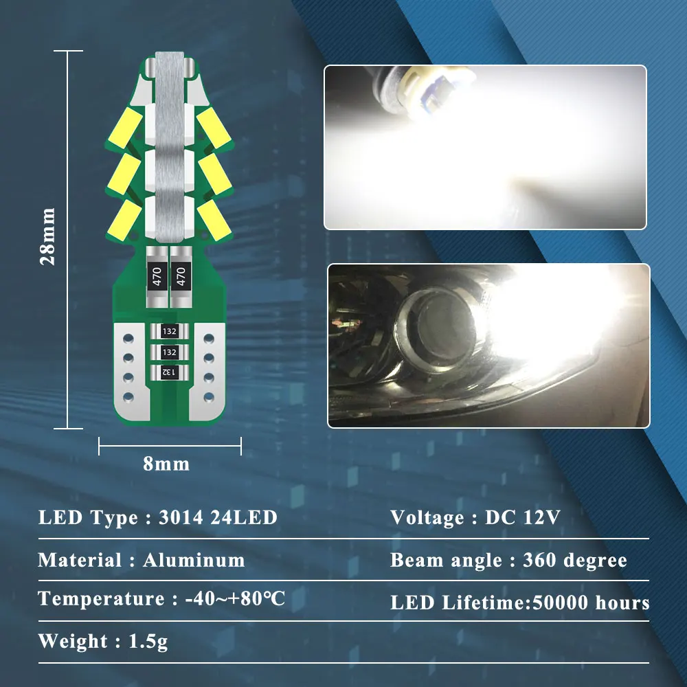 20/40/50pcs T10 194 W5W 3014LED Christmas Tree Shape Canbus Signal Bulbs Car Width Light Clearance Indicator 12V Interior Lamp