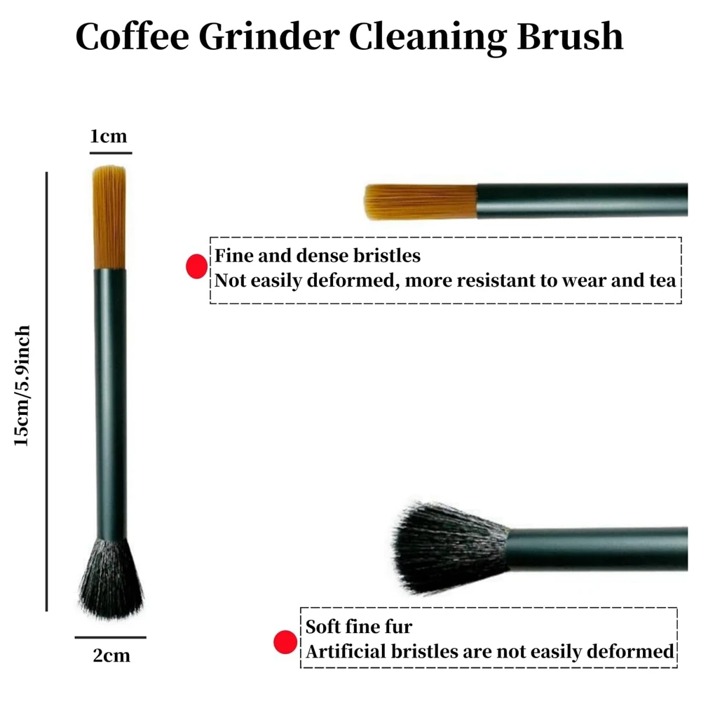 Punana Grinder Brush Coffee Cleaning Brush Double Head Soft And Hard Coffee Machine Coffee Powder Soft Bristle Brush Coffee Tool