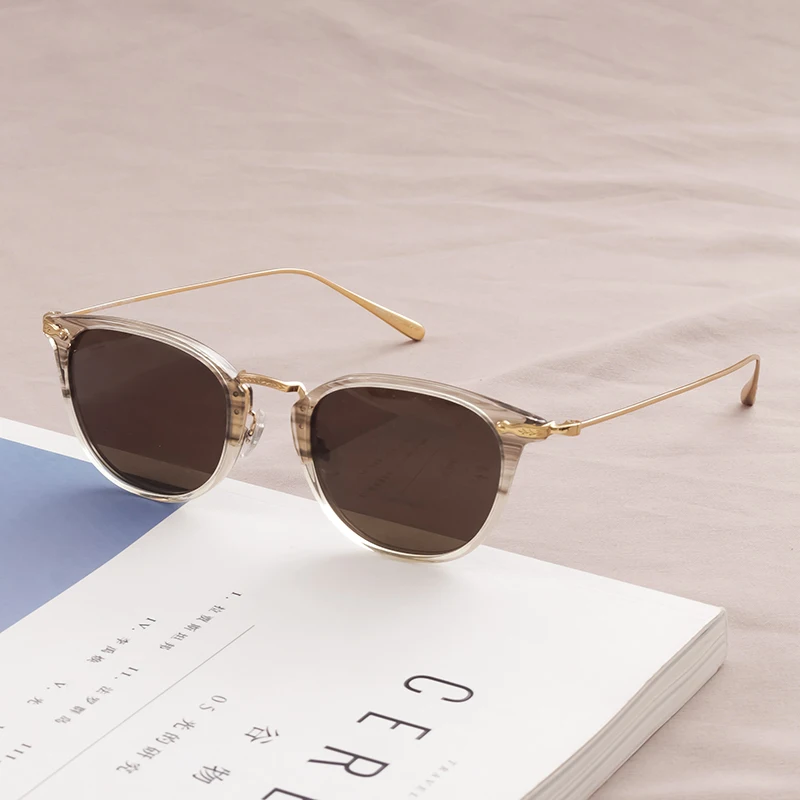 

Top Quality Vintage Polarized Sunglasses for Men Women Retro Titanium Acetate Sun Glasses UV400 Anti-ultraviolet Trendy Sunglass