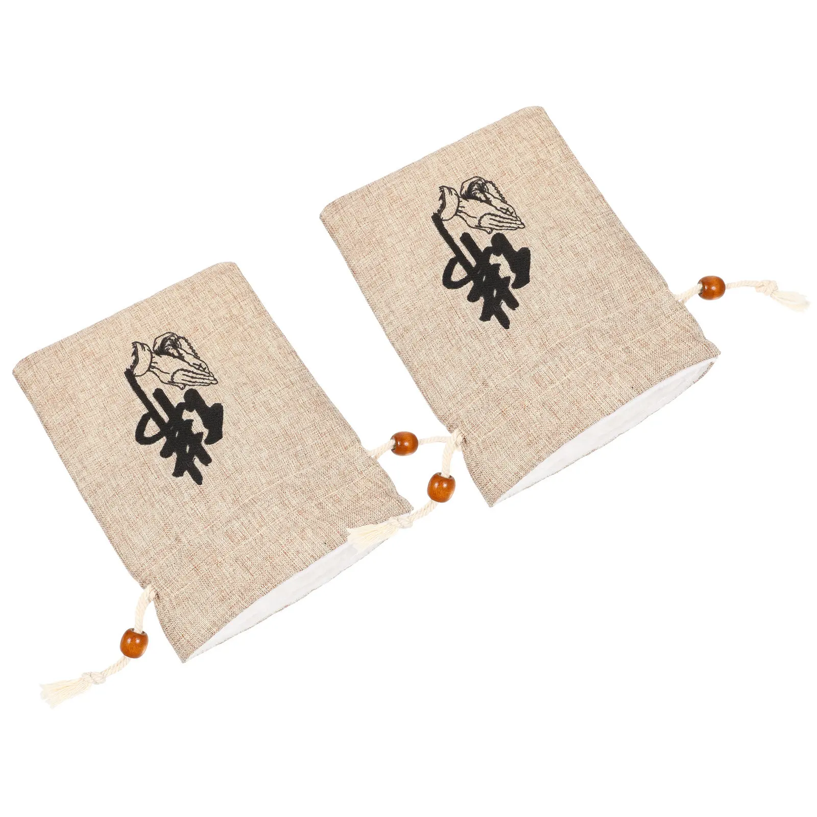 

2Pcs Buddhist Beads Storage Bag Cloth Material Pouch Drawstring Design for Gift Candy Snack Organizer Portable Pouches