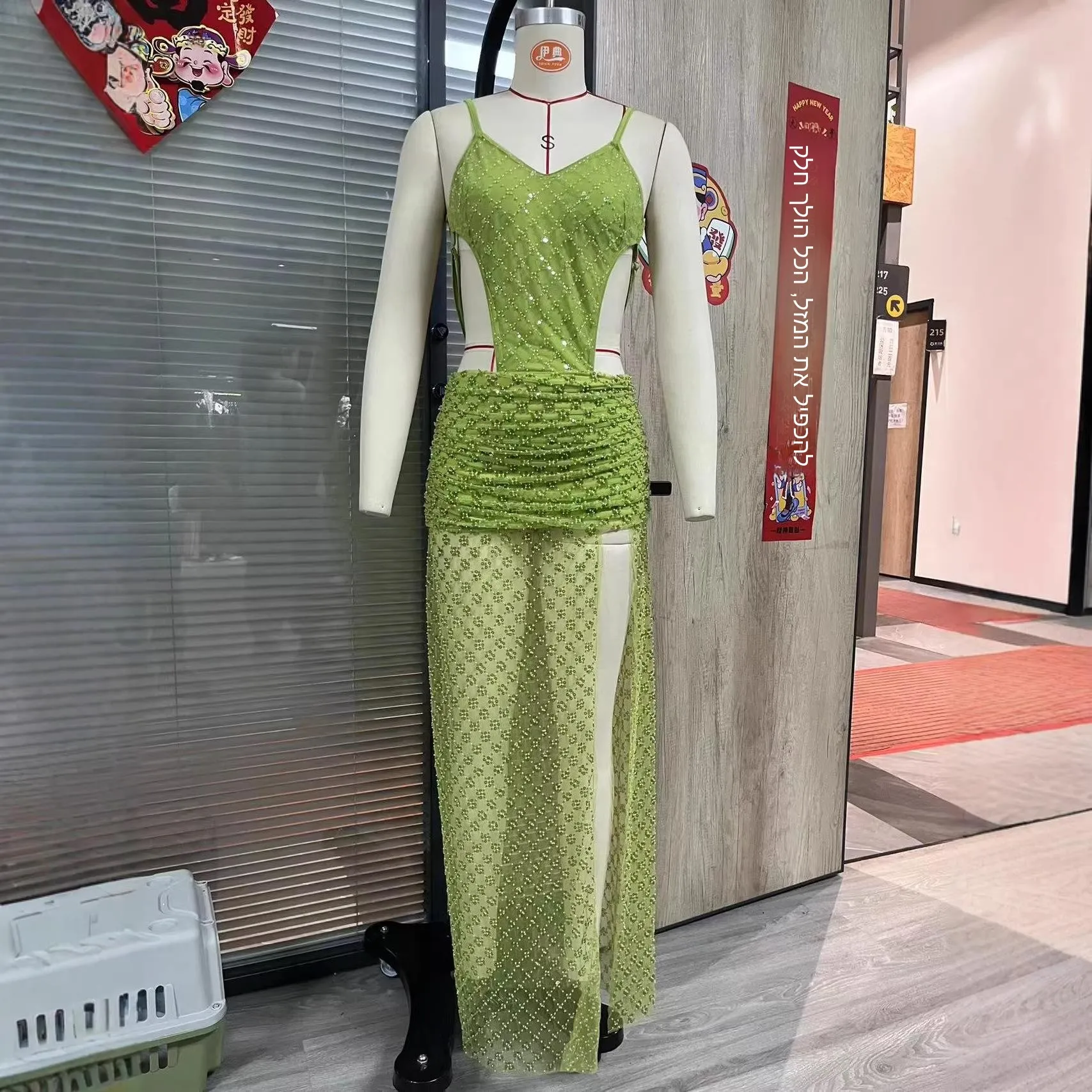 

Sexy Spicy Girl Cross-Border New Style Backless Glitter Dress Evening Party Ball Gown High Waist Bodycon Dress U-Neckline Sle...