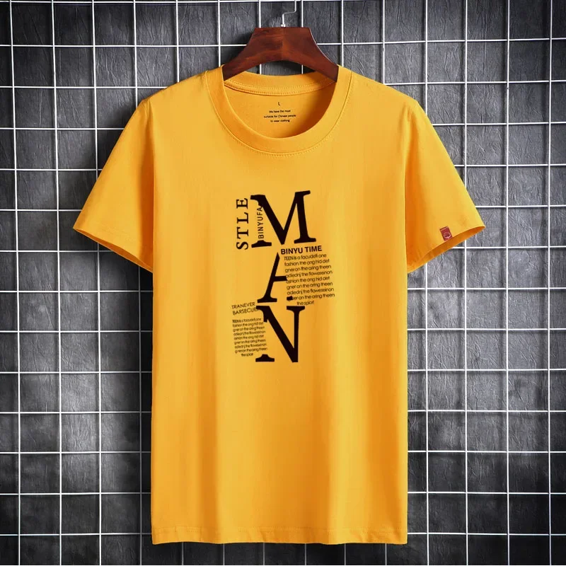 Men`s T-shirt New Arrival 2021 Summer Short Sleeve Cotton T-shirt High Quality Letter Pattern Simple Style Plus Size S - 6XL