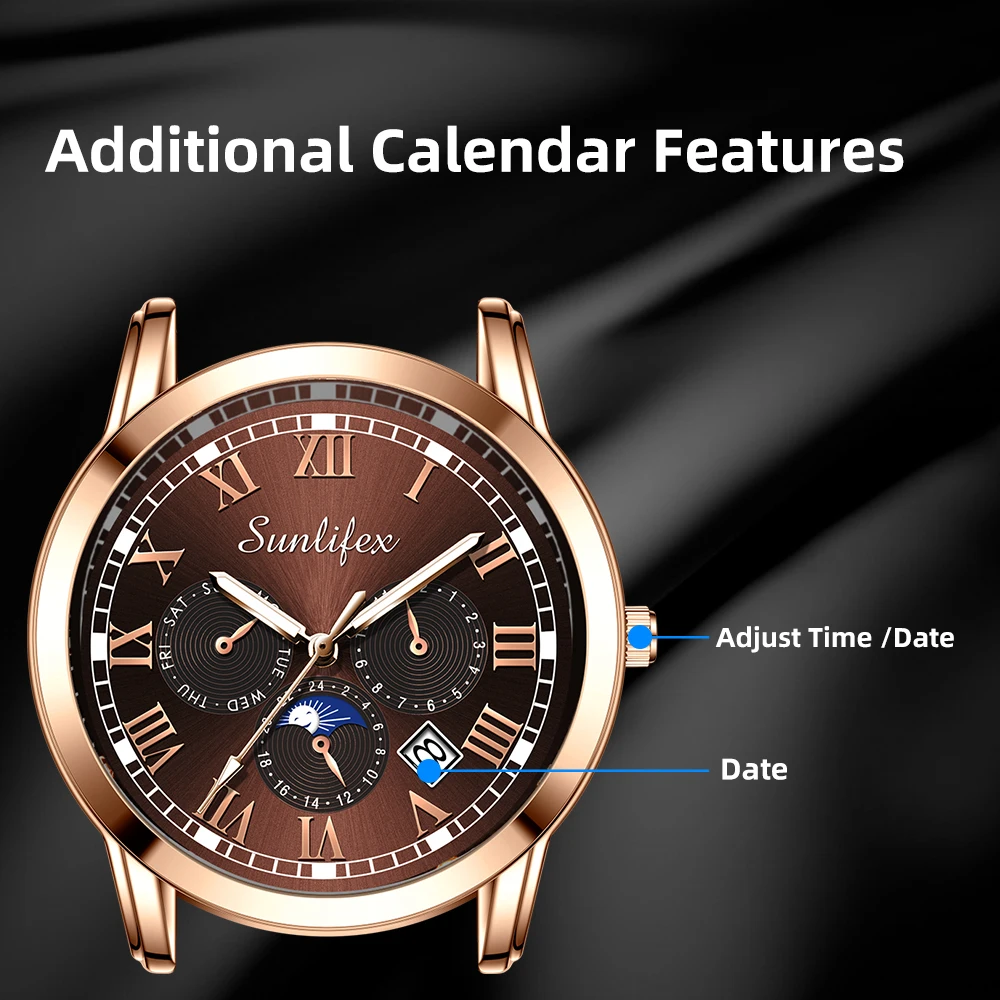 Sunlifex Men's Quartz Watch Business Leather Watch