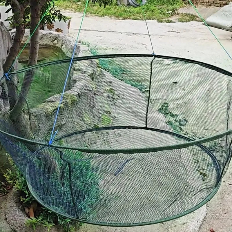 Foldable Drop Net Fishing Landing Nets Crayfish Shrimp Catcher Prawn Bait Crab Shrimp Pier Harbour Pond Mesh 150Cm