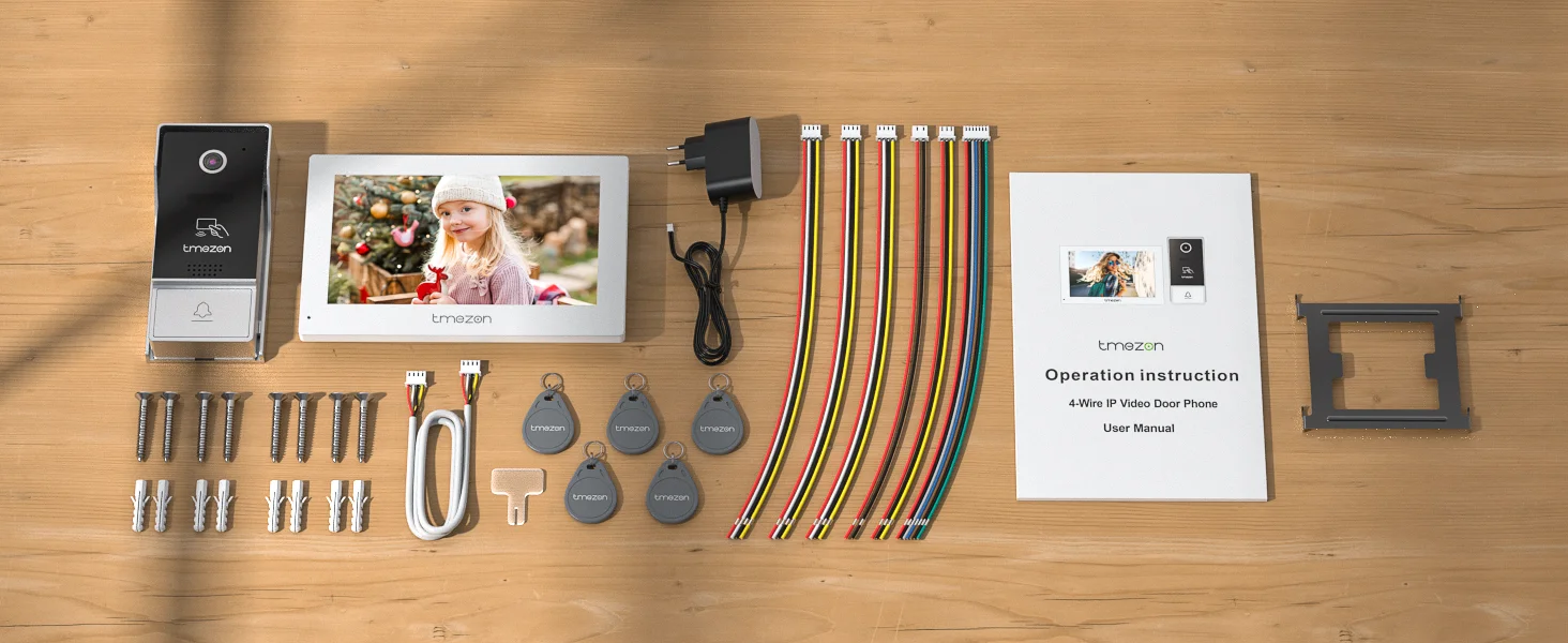 TMEZON Digitales Video-Gegensprechsystem für Zuhause, 7-Zoll-WLAN-Monitor, 1080P-Türsprechkamera, Video-Türklingel, Karte, Tuya-Entsperrung – Detail 11