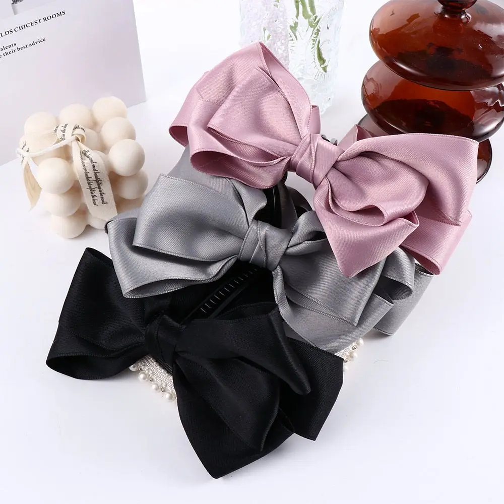 Elegant Hair Accessories Girls Korean Women Bow Hairpin Ponytail Holder Vertical Clip Banana Clip