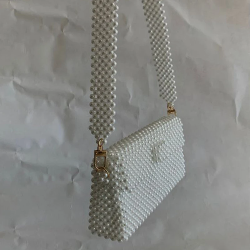 

Pearl Shoulder Bag Fashion Handmade Acrylic Wrapped Woven Flap Evening Bag Wedding Clutch Summer Senior Handbag Purses 2024