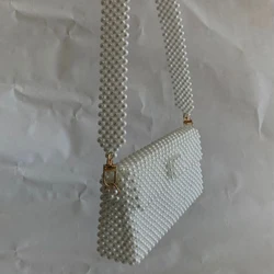 Pearl Shoulder Bag Fashion Handmade Acrylic Wrapped Woven Flap Evening Bag Wedding Clutch Summer Senior Handbag Purses 2024