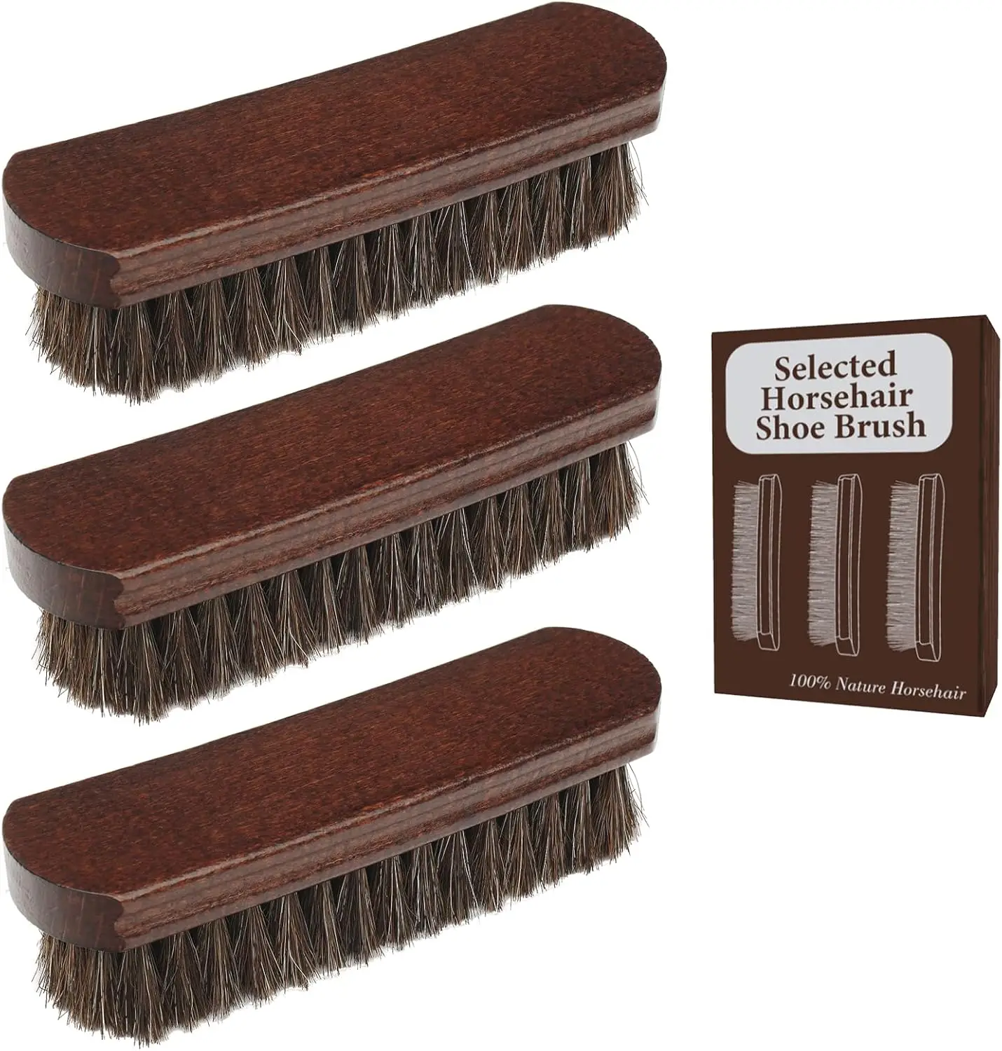 

Professional 100% Horsehair Shoe Brush Premium Horsehair Dauber Applicators for Leather Shoes, Boots, Coats & Purses, Curved Han