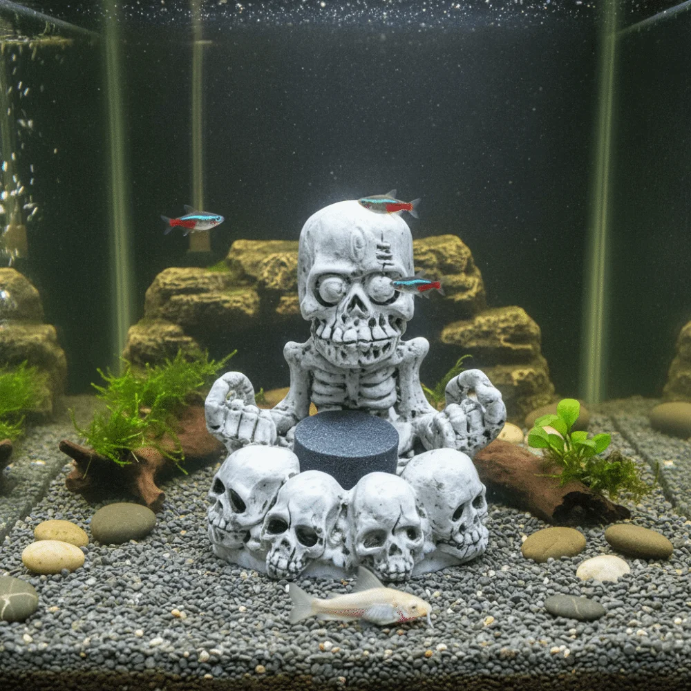 Resin Cross-legged Skeleton Aquarium Bubbler Simulated with Aeration Bubble Stone Fish Tank Skeleton Landscaping Oxygen-Boosting