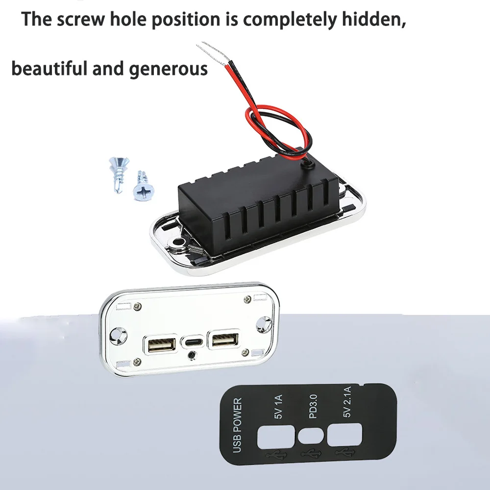 35,5 W, 12 V, 24 V, PD-Typ C1A/2,1 A, Dual-USB-Autoladegerät, USB-Ladeausgang, Netzteil für Motorräder, LKWs, ATV, Boote, Wohnmobile