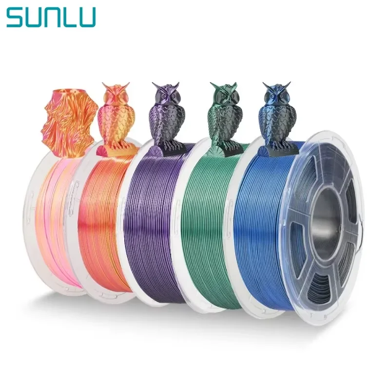 SUNLU SILK Podwójny i potrójny kolor Filament do drukarki 3D 5KG 1kg/rolka 1,75mm Dokładność wymiarowa +/- 0,02 mm 2,2 LBS (1KG) Szybka wysyłka