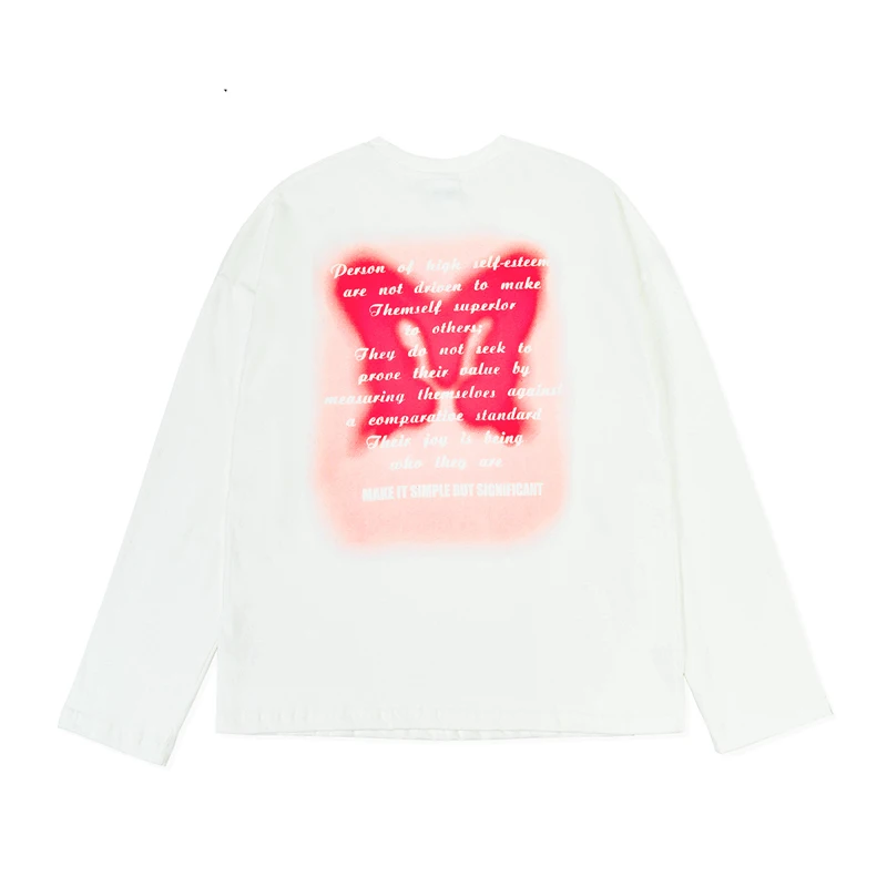 Men Autumn Long Sleeve T-Shirt Butterfly Letter Print Crew Neck Casual Streetwear Hip Hop Vintage Tee Shirt Oversized Tops