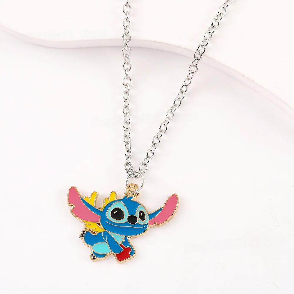 Collar de dibujos animados de Disney Stitch Loli, colgante de amor de Anime, cadena para pareja de estudiantes, suéter, ropa, accesorios de joyería a juego, regalo