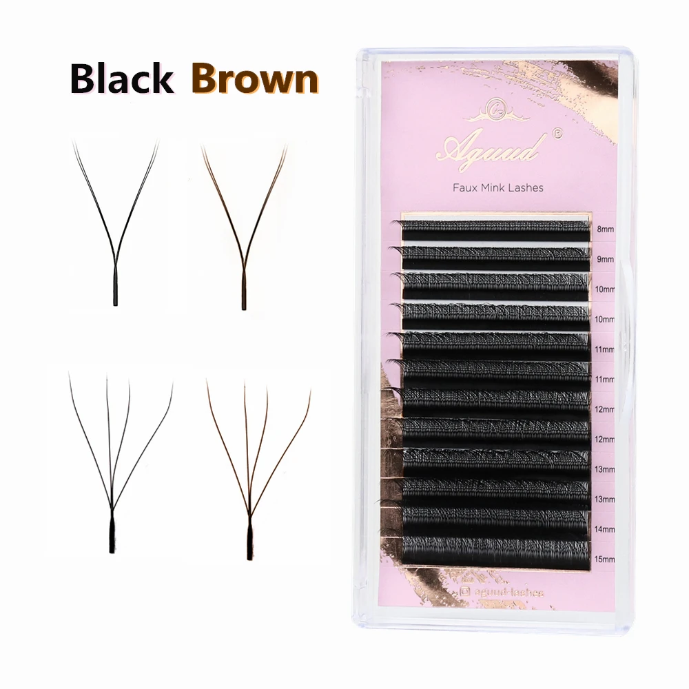 

AGUUD Natural Soft Black& Brown YY W Shape Premade Volume Fan 3D/4D/5D W Style Lashes W Shaped Easy Fanning Eyelash Extension