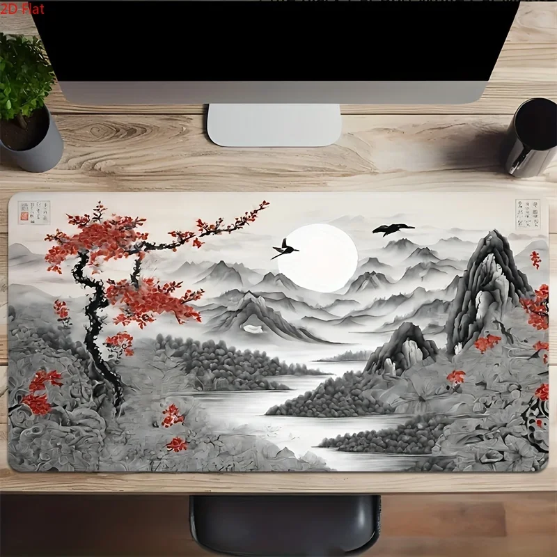Extra Large Ink Landscape Gaming Mouse Pad - Thick And Non-Slip, Rubber Desk Mat, Suitable for Gamers And Office Use