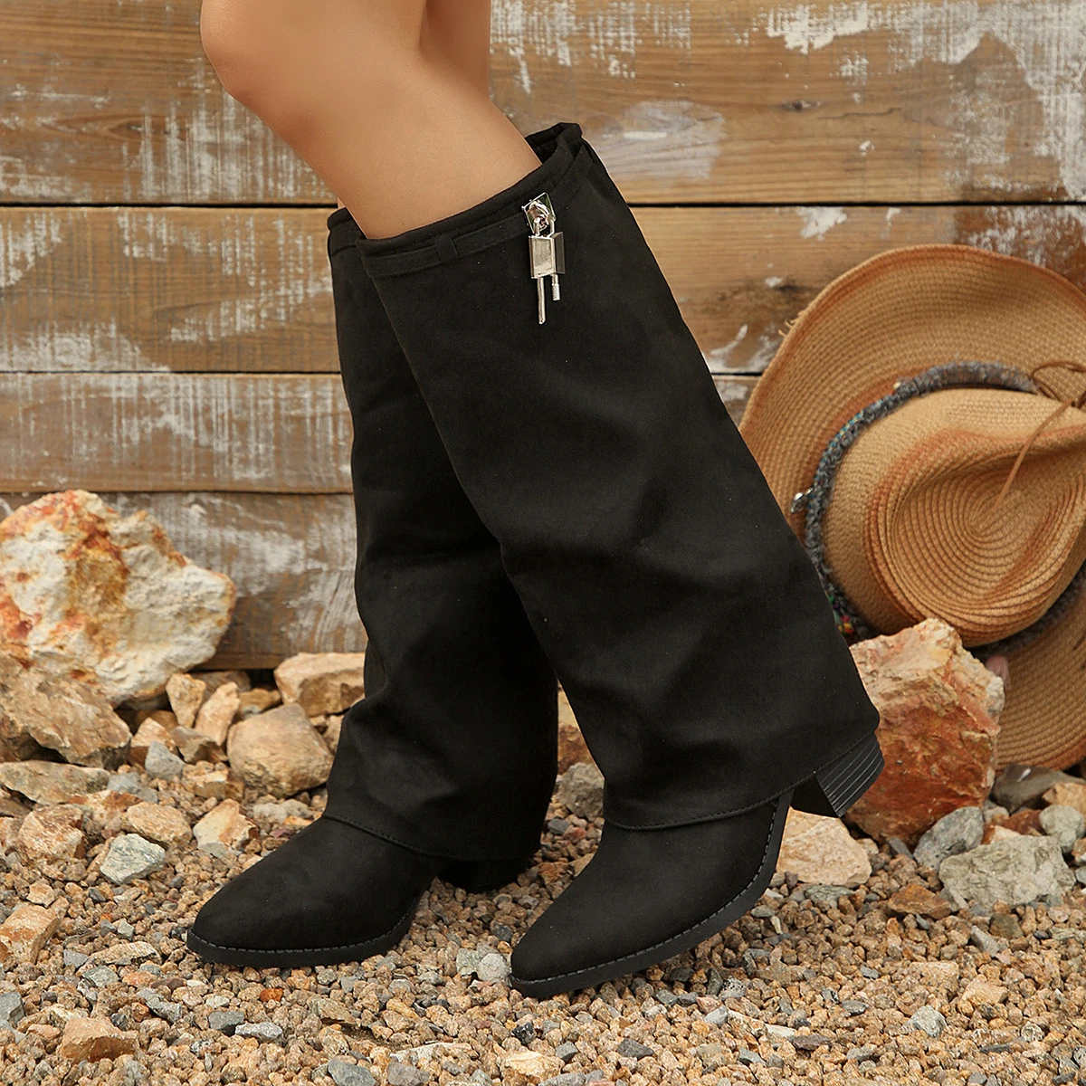 Winter Hot Selling Pointed Toe Buckle Turn-Up Over-the-Knee Boots 2026 New Fashion Women's Brand Designer High Boots Size 36-43